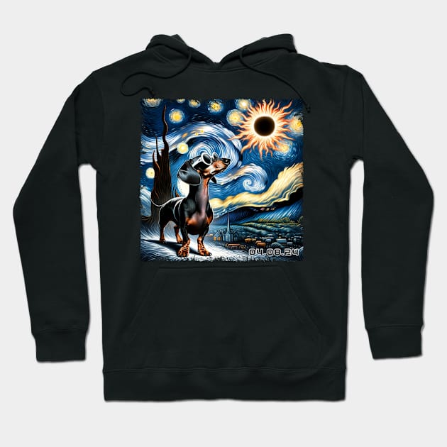 Dachshund Eclipse Expedition: Stylish Tee Featuring Spirited Wiener Dogs Hoodie by ArtByJenX